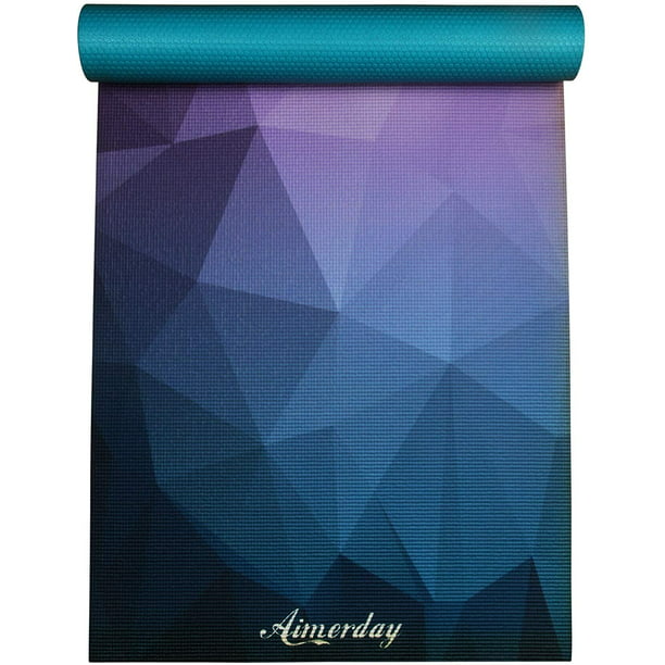 AIMERDAY Premium Print Yoga Mat Extra Thick 1/4 Non Slip Eco Friendly High Density Anti-Tear 72 x 24 Inch Fitness Exercise Mat Floor Pilates Workout Mat for Yoga with Carrying Strap & Bag 6mm 